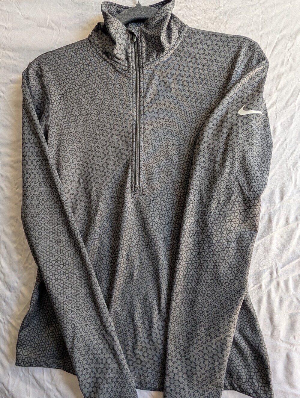 Nike Pro Hyperwarm Dri-Fit Grey Geoprint 1/2 Zip Pullover Women's Size Medium